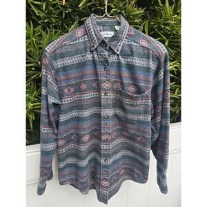 Vintage LL Bean Aztec Button Up Shirt Made in USA Women's Medium Regular